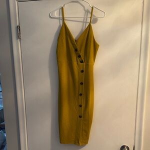 Windsor Mustard Button-Front Midi Dress